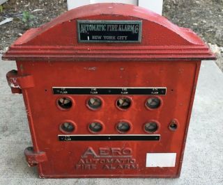 Vintage Aero Automatic Fire Alarm Box York City 11 1/2 " Tall Art Deco Look