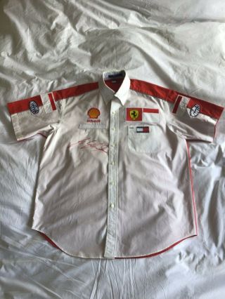 Vintage Ferrari Tommy Hilfiger Team Issue Pit Crew Shirt - Schumacher Signed