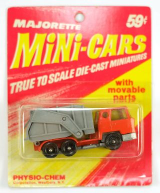1960s Vintage Die - Cast Majorette Mini - Cars Garbage / Refuse Truck Mip