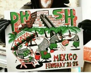 Jim Pollock Phish Riviera Maya 2019 Rare Poster S/n Golgi Apparatus Maze Hood