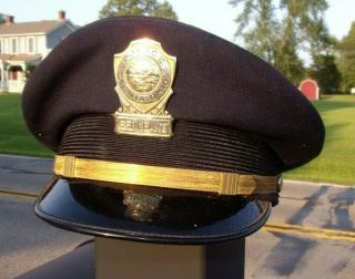 Vintage Obsolete Police Cap W.  Badge 