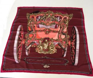 Gorgeous Vintage Hermes Silk Scarf Grand Carrosse Pour Un Ambassadeur Anno Mdcc