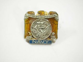 Us Navy Enameled Eagle American Legion Clutch Back Pin