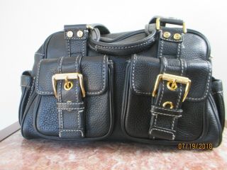 Micheal Kors Vintage Pebbled Leather Shoulder Bag Black With Gold Accents
