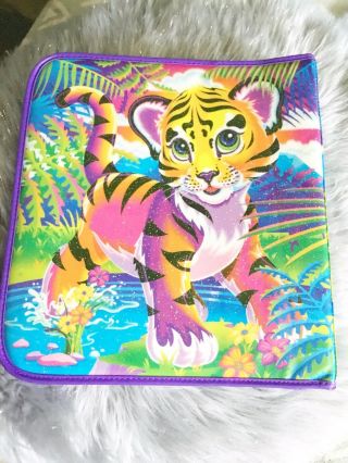 Vintage 90s Lisa Frank Glitter Tiger Zipper Binder Folder 4