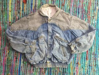 Vtg Guess Georges Marciano Denim Marty Mcfly Distressed Jacket Xl