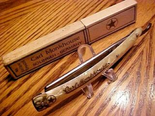 Rare Vintage Carl Monkhouse 5/8 " Hollow Ground Straight Razor W/ Box