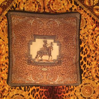 Vtg Gianni Versace Pillow Made In Italy Silk Cheetah Print Two Sided