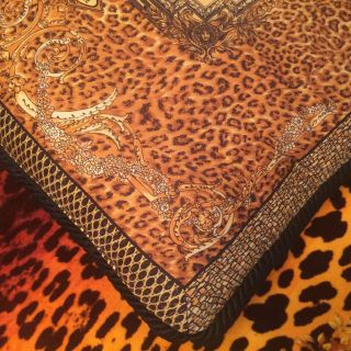 Vtg Gianni Versace pillow Made in Italy silk Cheetah print two sided 4