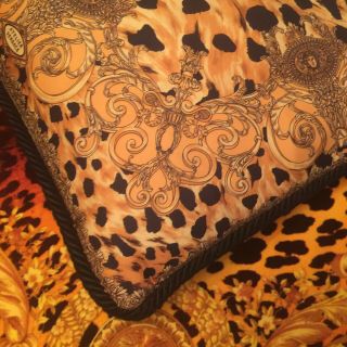 Vtg Gianni Versace pillow Made in Italy silk Cheetah print two sided 5