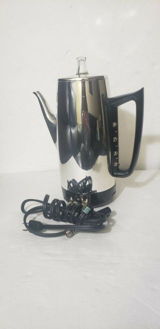 Vtg 60s General Electric Immersible 9 - Cup Percolator Coffee Pot Maker