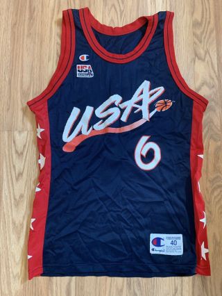 Vtg 90s Champion Nba 6 Penny Hardaway Usa Dream Team Olympic Jersey Size 40