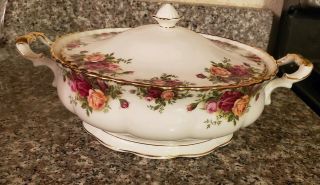 1962 Vintage Royal Albert Old Country Roses Large Soup Tureen - Made In England