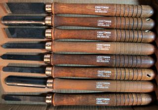 8 Vintage Craftsman Hss Lathe Chisels 28523 - 28528 High Speed Steel Woodworking