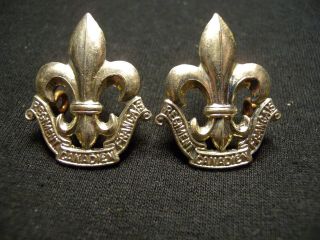 Royal 22e Regiment Post Ww Ii Collar Badges Q.  97 Canadien Francais Canada Scully