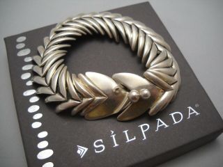 Rare Silpada Heavy Oxidized Sterling Silver Fish Bracelet (b0213)