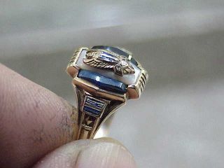 571 Antique 1941 Taft School Ring Solid 10k Gold Sapphire Mop 3 Grams