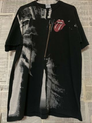 Vtg 90s The Rolling Stones Sticky Fingers Liquid Blue Rock And Roll T - Shirt