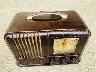 Antique Old Swirl Bakelite 1946 Arvin 664 Art Deco Tube Vintage Radio Restored
