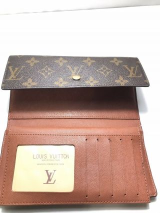 Vintage Louis Vuitton Brown Clutch Canvas Checkbook Wallet LV Monogram France 2