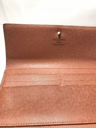 Vintage Louis Vuitton Brown Clutch Canvas Checkbook Wallet LV Monogram France 3