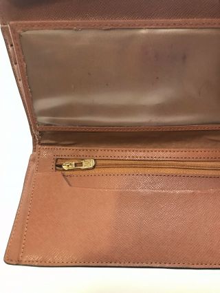 Vintage Louis Vuitton Brown Clutch Canvas Checkbook Wallet LV Monogram France 7