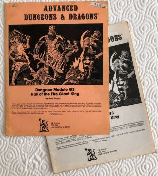 Rare Australian Monochrome Ad&d Module G3 (hall Of The Fire Giant King) 1978 Tsr