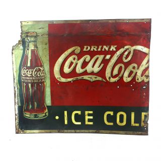 Vintage Coca Cola Ice Cold Bottle Sign 1937