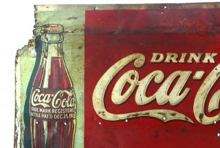 Vintage Coca Cola Ice Cold Bottle Sign 1937 3