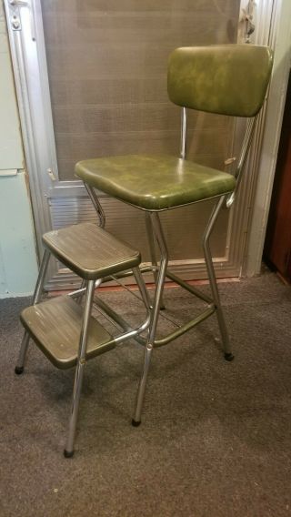Vintage Green Cosco Step Stool Chair W/ Pull Out Steps