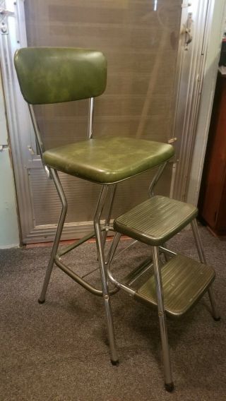 Vintage Green COSCO Step Stool Chair w/ Pull Out Steps 6