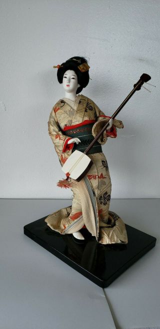 Vintage Geisha Doll With Samisent Instrument