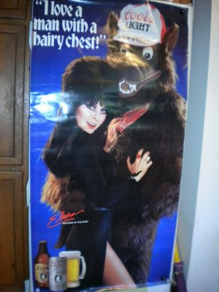 Vintage Elvira Mistress Of The Dark Coors Light Beer Wolf 1986 Poster