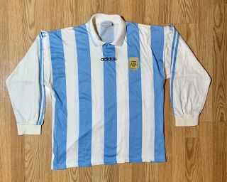 Vintage 90s Adidas Argentina Soccer Long Sleeve Jersey Size Xl T4 Authentic