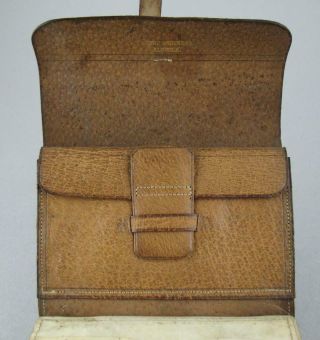 Antique Hardy Leather Fly Fishing Wallet 20 Vellum,  Felt,  & Tape Leaves c1909 6