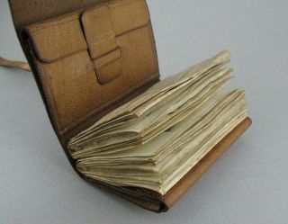 Antique Hardy Leather Fly Fishing Wallet 20 Vellum,  Felt,  & Tape Leaves c1909 8