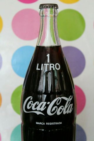 Chile South America Coca Cola Big Tall Bottle Acl Rare 1000 Cc 1 Litro Vintage