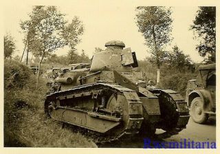Best: German View Of Abandoned French Ft - 17 Panzer Tank On Road; 1940