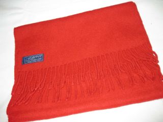Large Vintage Burberrys Of London Scarf,  Solid Red.  100 Cashmere.