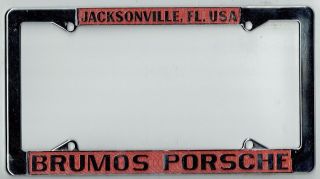 Rare Jacksonville Florida Brumos Porsche Vintage 911 912 356 License Plate Frame