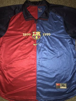Barcelona Home Shirt 1999/00 100 Year Centenary X - Large Rare And Vintage