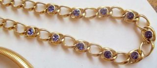 Givenchy Vintage Necklace Purple Rhinestones & Gold Links