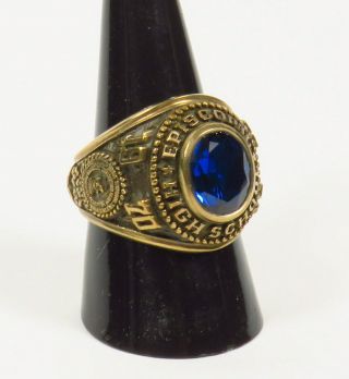 Vintage 10k Gold 1970 Episcopal High School Va Blue Topaz Class Signet Ring Sz 9