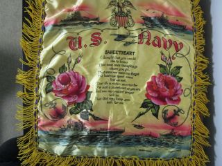 Vintage Us Navy Wwii Sweetheart Pillow Case Souvenir Silk Hula Girl Hawaii