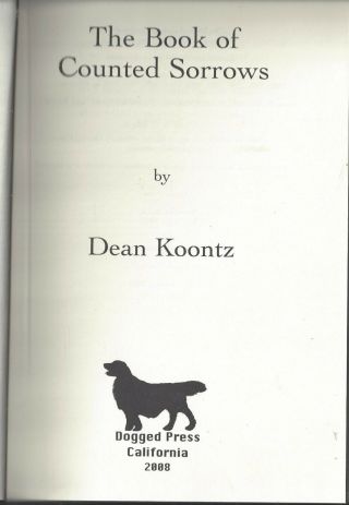 SIGNED DEAN KOONTZ - THE BOOK OF COUNTED SORROWS - RARE 2009 3