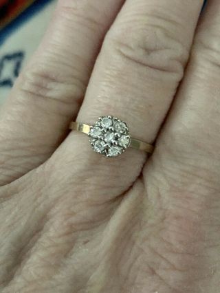 Two Estate Rings.  10k And 14 K Diamond Cluster Rings Antique 3
