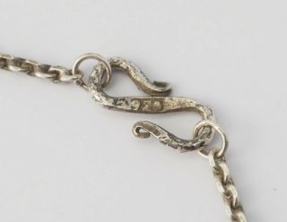 Vintage handmade sterling silver amethyst drop Art Nouveau ornate wings necklace 6