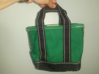 Vintage Ll Bean Freeport Maine Green & Navy Blue Boat And Tote Canvas Mini