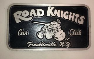 Vintage Road Knights Car Club Plaque Quality Franklinville Ny 9” X 5”