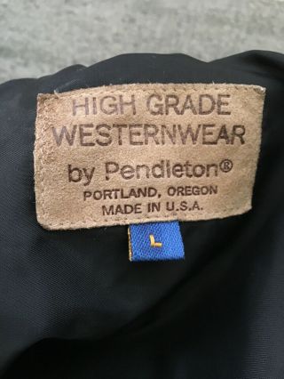 VTG Western Wear Pendleton Wool Native Print Jacket L Black USA 7